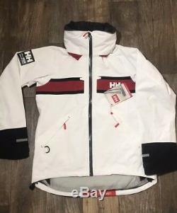NEW NWT Helly Hansen Women's Salt Jacket Red White Grey Hooded Sz Small S