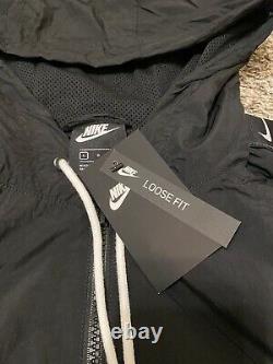 NEW Nike NSW Woven Swoosh Logo Pullover Mens CV9167-010 Black/White Multi Size
