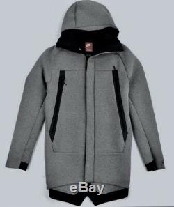 NIKE Tech Fleece Grey Black Full Zip Parka Hoodie Jacket Coat NEW Mens Sz M L