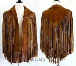 NOORA Women Fashion Coat Cow lady Suede Leather Western Jacket Fringes BS-106