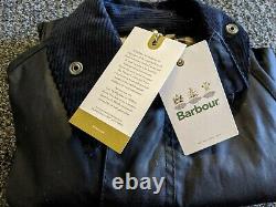 NWT Barbour Classic Made In England Bedale Waxed Cotton Jacket Coat Navy Size 38