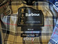 NWT Barbour Classic Made In England Bedale Waxed Cotton Jacket Coat Navy Size 38