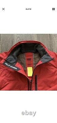 NWT Mens Helly Hansen Crew Waterproof Jacket 30263-162 Red, Size L Sailing Red