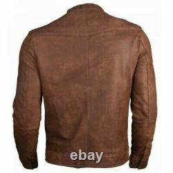 New 100% Genuine Leather Jacket Men Quilted Soft Lambskin Biker Bomber