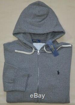 New 2XLT 2XL TALL 2XT POLO RALPH LAUREN Mens fleece full zip hoodie grey jacket