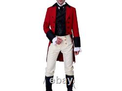 New Anthony Bridgerton Regency Men Red Outfit, Black Cuffs Jacket Fast Shipping
