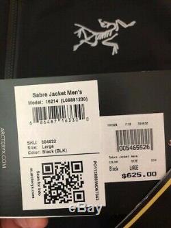 New Arc'teryx Sabre Gore-Tex RECCO Jacket Men's COLOR BLACK size LARGE MSRP $625