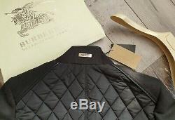 New BURBERRY Men's Sandringham Cashmere Black Diamond Quilted Jacket Coat L