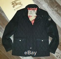 New BURBERRY Men's Sandringham Cashmere Diamond Black Quilted Jacket Coat XL