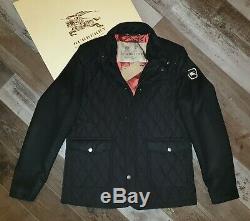 New BURBERRY Men's Sandringham Cashmere Diamond Black Quilted Jacket Coat XL