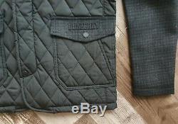 New BURBERRY Men's Sandringham Wool Cashmere Black Diamond Quilted Jacket Coat L