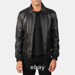 New Black Coffman Vintage Leather Jacket Mens Bomber Modern Leather Jackets