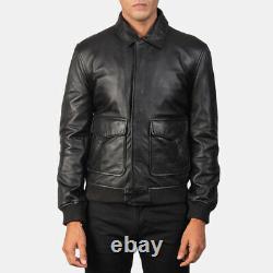New Black Coffman Vintage Leather Jacket Mens Bomber Modern Leather Jackets