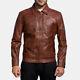 New Brown Inferno Genuine Vintage Leather Jacket With Collar For Men