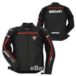 New Ducati Men's Leather Jacket Black New Motorcycle Riding Leather Jacket