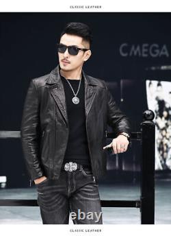 New Fashion Mens Pu Leather Motorcycle Is Short Slim, jacket Zipper Coat