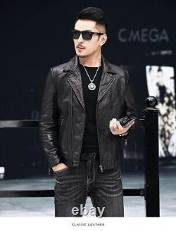 New Fashion Mens Pu Leather Motorcycle Is Short Slim, jacket Zipper Coat