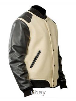 New Fashion Wool + Leather Varsity Bomber Letterman Jacket Stylish Jacket Mens