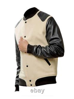 New Fashion Wool + Leather Varsity Bomber Letterman Jacket Stylish Jacket Mens