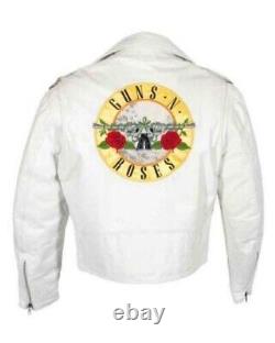 New GUNS N´ ROSES WHITE LEATHER JACKET REPLICA AXL ROSE PARADISE CITY