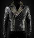 New Genuine Men Leather Gold & Sliver Studded Jacket Black With Slashed Pockets