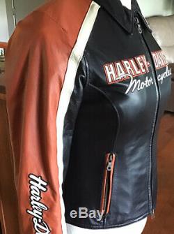 New HARLEY DAVIDSON Womens MEDIUM Classic Cruiser Vented Leather Jacket With Liner