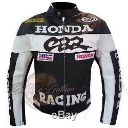 New HONDA CBR Hand Made Black Leather Motorcycle Racing Motorbike Biker Jacket