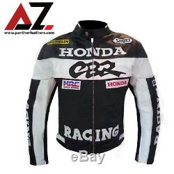New HONDA CBR Hand Made Black Leather Motorcycle Racing Motorbike Biker Jacket