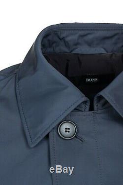 New Hugo Boss Loro Piana mens blue long raincoat trench coat jacket 40R 50 Large