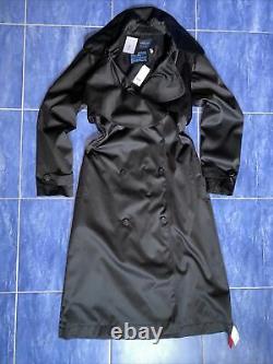 New Lanvin $2585 Black Double-Breasted No Belt Long Lightweight Trench 38 4