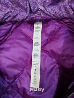 New Lululemon Womens Down For A Run Jacket PURPLE RUNNING HOODED SIZE 4 SMALL
