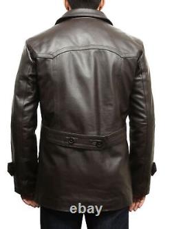 New Man's Genuine Real Leather Coat Soft Lambskin Overcoat Brown Leather Coat