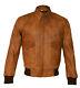 New Men Aviator A-2 Flight A2 Army Jacket Brown Biker Real Leather Bomber Jacket