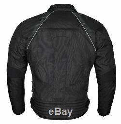 New Men Black Motorcycle Textile Jacket Waterproof Cordura Motorbike CE Armours