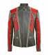 New Men Black Red Silver Studded Zippered Classic Punk Biker Leather Jacket
