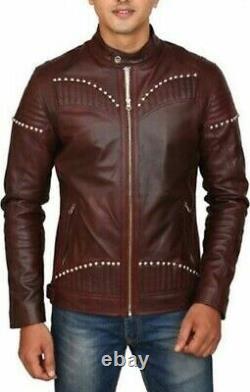 New Men Designer Genuine Lambskin Soft Biker Leather Jacket