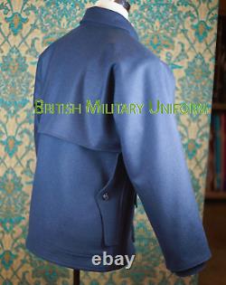 New Men's Blue Wool Custom Made Hunting Jacket sale with Expedited shipping