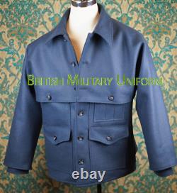 New Men's Blue Wool Custom Made Hunting Jacket sale with Expedited shipping