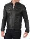 New Men's Cafe Racer Black Genuine Leather Slim Fit Real Biker Jacket