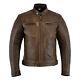 New Men's Genuine Cowhide Leather Jacket Brown Motorcycle Jackets Biker Coat