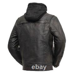 New Men's Genuine Cowhide Leather Jacket Black Biker Motorcycle jacket
