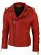 New Men's Genuine Lambskin Leather Jacket Red Slim Fit Biker Jacket Bj013