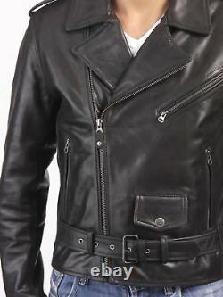New Men's Genuine Lambskin Leather Motorcycle Jacket Slim fit Biker Jacket