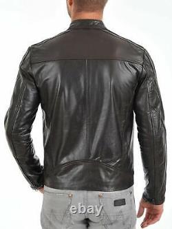 New Men's Genuine Lambskin Leather Slim Fit Biker Motorcycle Jacket