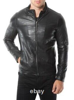 New Men's Genuine Leather Jacket Biker Style Motorcycle Slim Fit Jacket AZ009