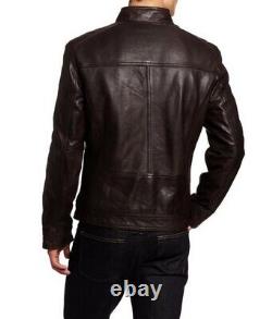 New Men's Genuine Leather Jacket Biker Style Motorcycle Slim Fit Jacket AZ025