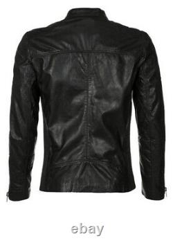 New Men's Genuine Leather Jacket Biker Style Motorcycle Slim Fit Jacket AZ028