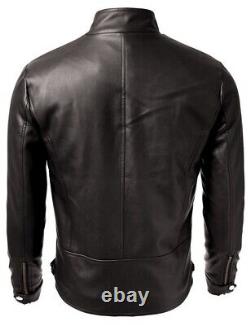 New Men's Genuine Leather Jacket Biker Style Motorcycle Slim Fit Jacket AZ043