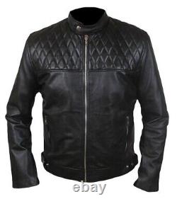 New Men's Genuine Leather Jacket Biker Style Motorcycle Slim Fit Jacket AZ049