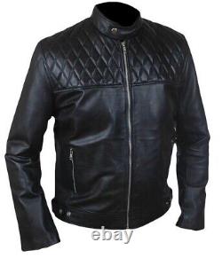 New Men's Genuine Leather Jacket Biker Style Motorcycle Slim Fit Jacket AZ049